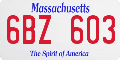 MA license plate 6BZ603