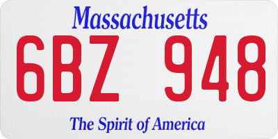 MA license plate 6BZ948