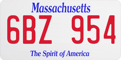 MA license plate 6BZ954