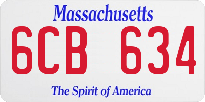 MA license plate 6CB634