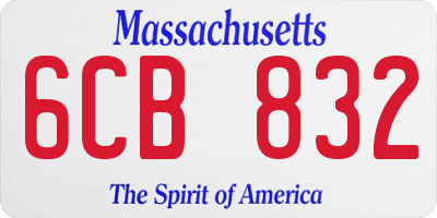 MA license plate 6CB832