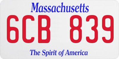 MA license plate 6CB839
