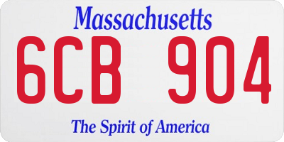 MA license plate 6CB904