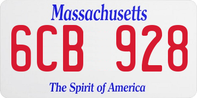 MA license plate 6CB928