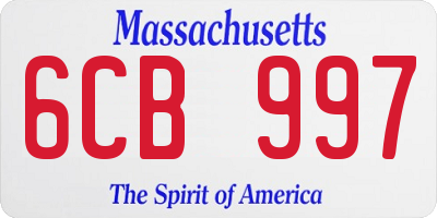 MA license plate 6CB997