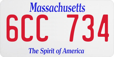 MA license plate 6CC734
