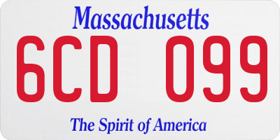 MA license plate 6CD099