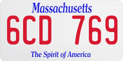 MA license plate 6CD769
