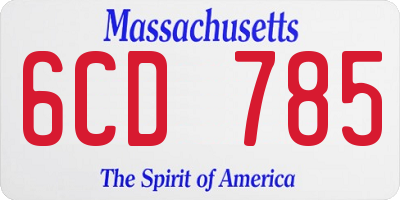 MA license plate 6CD785
