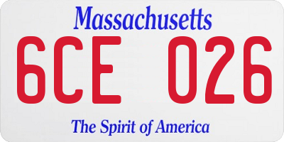 MA license plate 6CE026