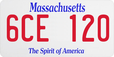 MA license plate 6CE120