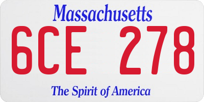 MA license plate 6CE278