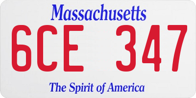 MA license plate 6CE347