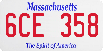 MA license plate 6CE358