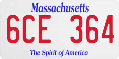 MA license plate 6CE364
