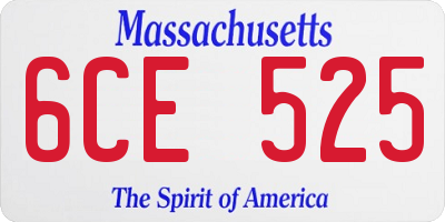 MA license plate 6CE525