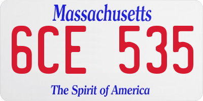 MA license plate 6CE535