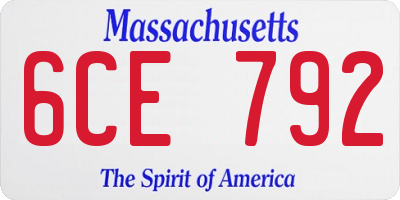 MA license plate 6CE792