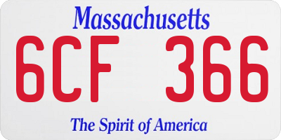 MA license plate 6CF366
