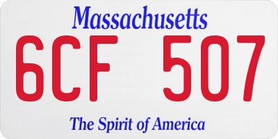 MA license plate 6CF507