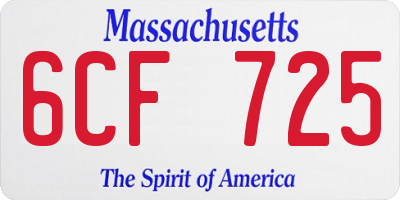 MA license plate 6CF725