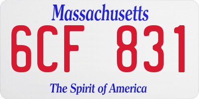 MA license plate 6CF831