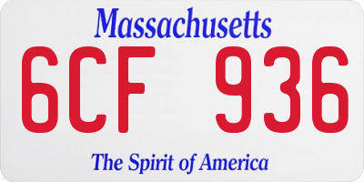MA license plate 6CF936