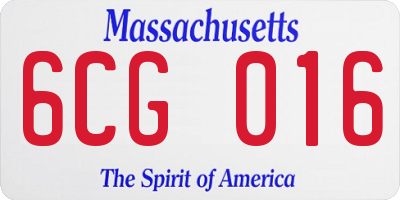 MA license plate 6CG016