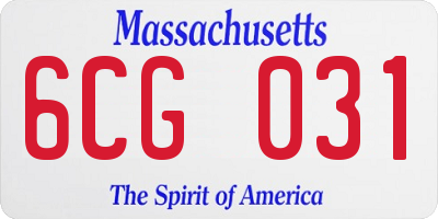 MA license plate 6CG031