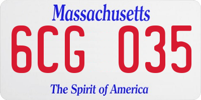 MA license plate 6CG035