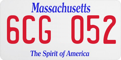 MA license plate 6CG052