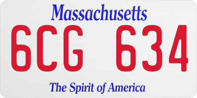 MA license plate 6CG634