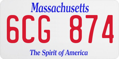 MA license plate 6CG874
