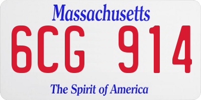 MA license plate 6CG914