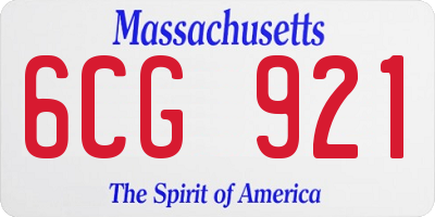 MA license plate 6CG921