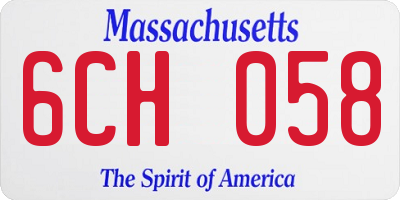 MA license plate 6CH058