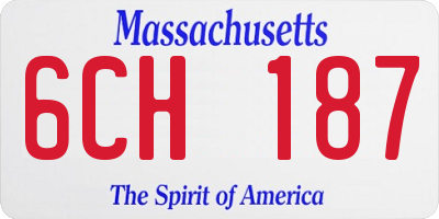 MA license plate 6CH187