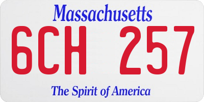 MA license plate 6CH257