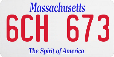 MA license plate 6CH673