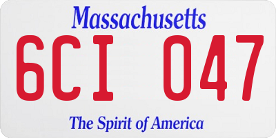 MA license plate 6CI047