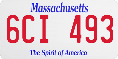 MA license plate 6CI493