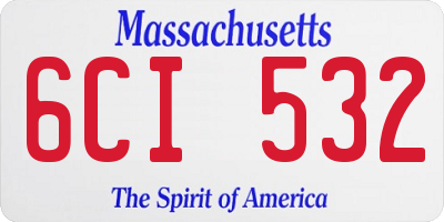 MA license plate 6CI532