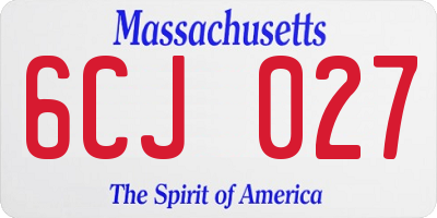 MA license plate 6CJ027