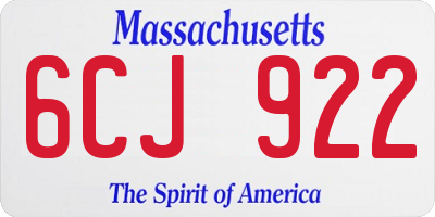 MA license plate 6CJ922
