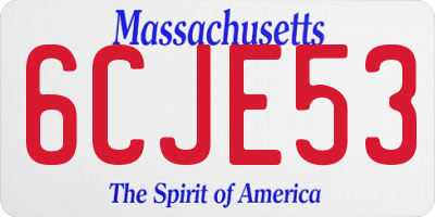 MA license plate 6CJE53