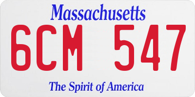 MA license plate 6CM547