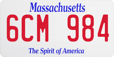 MA license plate 6CM984