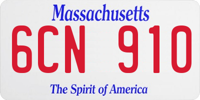 MA license plate 6CN910