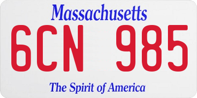 MA license plate 6CN985