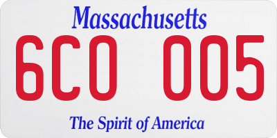 MA license plate 6CO005